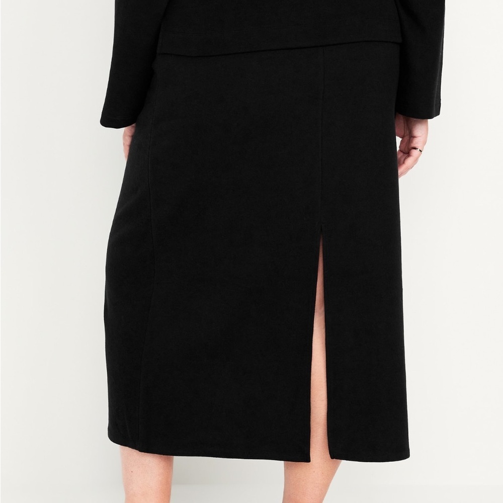 Old Navy Black Midi Pencil Skirt with Slit